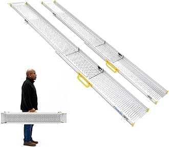 Ruedamann 10' X 6.5" Aluminum Adjustable Telescoping Wheelchair Ramps, Sold In Pairs (Mr107T-10)