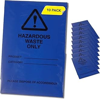 Hazardous Waste Bags - Blue - Pollution Control, Dangerous Waste Disposal, Clear and Easy to Identify, Hard Wearing, Domestic & Commercial Use, High Strength, Quality Sack (10)