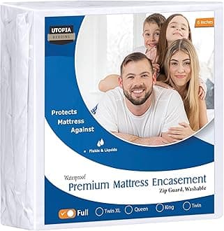 Utopia Bedding Premium Zippered Mattress Encasement (Fits 6 Inches Mattress, Full) - Waterproof and Bed Bug Proof Mattress Protector - Six-Sided Mattress Cover