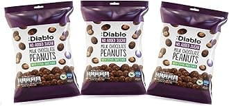 Diablo Milk Chocolate Peanuts - No Added Sugar, Sweetened with Stevia - Individually Packed Bags, Chocolate Covered Nuts Hamper Basket Available, Perfect for Gifting - Milk Chocolates - 40 g Pack of 3