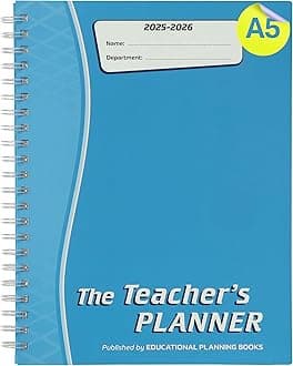 Educational Planning Books - The Teachers Planner 2025-26| (A5, 6 Periods) | Page-a-Day & Undated, with Dedicated Pages for Year Planning, Exams, Marking, Contacts and more - Turquoise (TP9-T)
