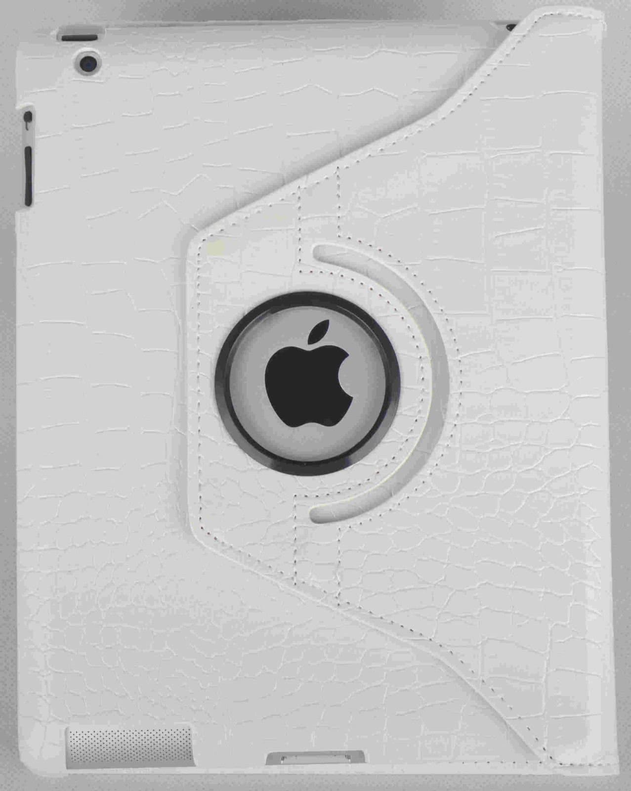 iPad 4 Case, iPad 3 Case, iPad 2 Case, Lanzar Patriots - Pu Leather 360 Rotating ipad 2/3/4 Case Artist Collection - Fashion White Skin Crocodile Pattern 38