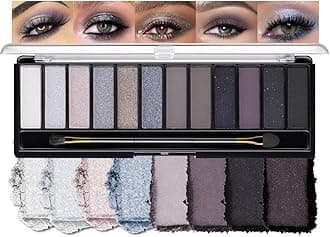 12 Colors Cool Tone Eyeshadow Palette – Matte, Shimmer & Glitter Gray Blue Eye Makeup Kit – Smokey Plum, Taupe, Lavender, Silver & Midnight Blue Shades – Waterproof, High Pigment Palette for Women 03#