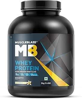 100% Whey Protein, Ultra Premium Blend with Concentrate & Whey Protein Isolate, 25 g Protein per Scoop (Vanilla, 2 kg / 4.4 lb)