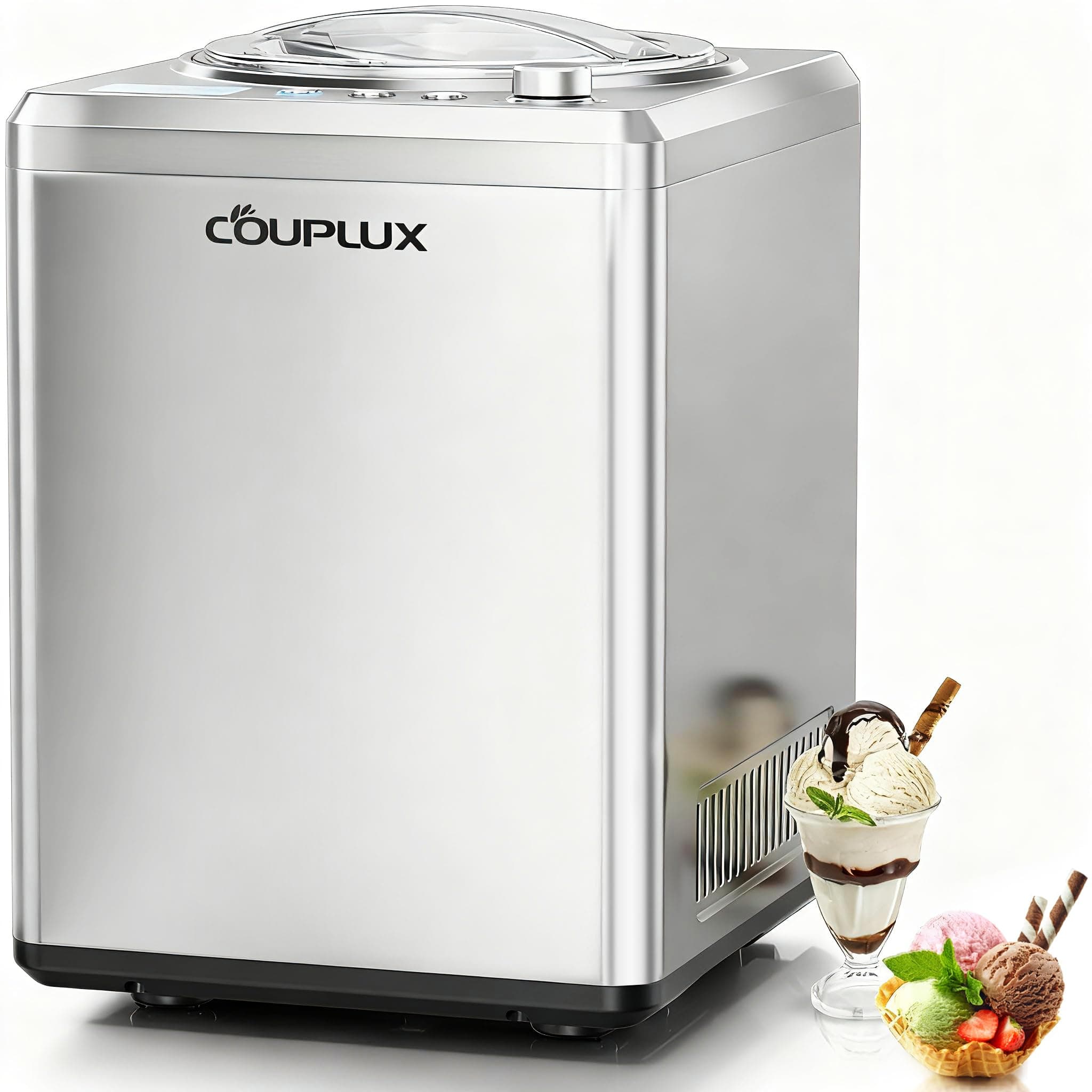 2.64 Quart Ice Cream Maker Max Capacity & Quick Freezing Ice Cream Machine with Built-in Compressor, Easy Operation & Clean Ice Cream Maker Machine, All Stainless Steel LCD Digital Display