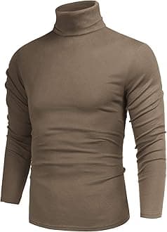 Poriff Men's Casual Slim Fit Basic Tops Knitted Thermal Turtleneck Pullover Sweater