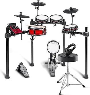 Nitro Pro and Drum Essentials Bundle - Electric Drum Set with Accessory Pack including A Drum Throne and On-Ear Headphones