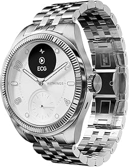 ScanWatch Nova, Hybrid Smartwatch Heart Health for M&F - ECG, SPO2, Temperature Monitoring, Sleep Tracking, Respiratory Health, Cycle Tracking, 35 Days Battery Life, iOS & Android, Silver