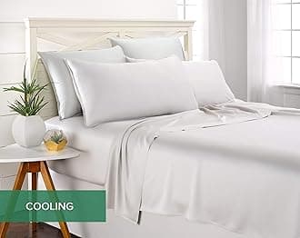 Pure Bamboo Sheets Twin Bed Sheet Set, Genuine 100% Organic Bamboo Viscose, Luxuriously Soft & Cooling, Double Stitching, 16 Inch Deep Pockets, Lifetime Quality Promise (Twin, White)