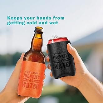 WKIEASON 2PCS 12OZ Standard Can Coolers Sleeve Collapsible Can Coolier Insulated Neoprene Sleeves for Cans Reusable Cans Sleeves Cold Drink Sleeve As Beer Gifts for Dad Men Women