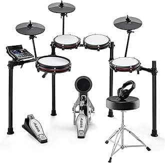 Nitro Max Kit Electric Drum Set with Quiet Mesh Pads, 10" Dual Zone Snare, Bluetooth, 440+ Sounds, Drumeo, USB MIDI, Drum Throne and Headphones