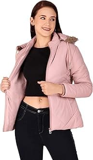 Brazo Girls and Women's Puffer Regular Fit Bomber Jacket For Winter Wear | Hooded Neck | Full Sleeve | Zipper | Casual Jacket For Woman & Girl | Western Stylish Jacket For Women