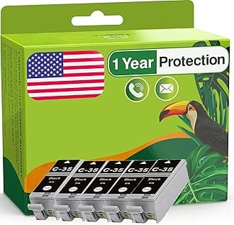 Compatible Ink Cartridges Replacement for Canon PGI-35 Compatible Ink Cartridges Set Use for Canon PIXMA iP100 PIXMA iP110 Series Printers 1509b002 1511B002 Pack (5 Black)