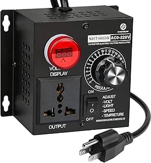 AC Variable Speed Controller, 120V~220V 15A 4000W SCR Voltage Controller for Router Fan Electric Motor Rheostat