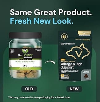 VetriScience Veterinary Strength Allergy & Itch Support Chews - Seasonal Allergy Support Supplement for Pets - Pet Skin Sensitivity Support - Cats & Dogs - Duck Flavor - 60 Chews