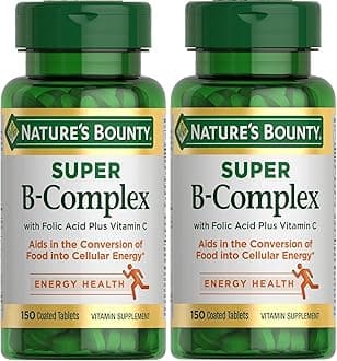Super B Complex with Vitamin C & Folic Acid, Immune & Energy Support, 150 Tablets - Pack of 2