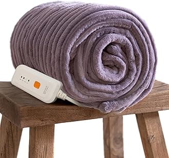 GOTCOZY Electric Blanket Heated Throw 50''X60''- Ribbed Faux Fur Heated Blanket with 4 Heating Level & 3 Hour Auto Off Heating Blanket, ETL&FCC Certified Machine Washable(Violet)