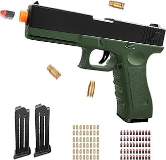 Dress-Up Accessories Glock Soft Bullet Toy Gun - with Magazine and Bullets silencer,Children's Gift (Green)
