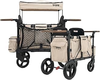 Keenz XC EVO - Luxury Comfort Stroller Wagon | Foldable 2 Passenger with Adjustable Canopy | Mocha