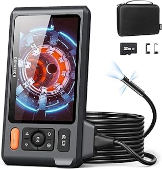 【Triple Lens】DEPSTECH Fiberscope 1080P 5-Inch IPS Screen Scope Camera with Large Screen Monitor Snake Camera Outer Diameter 7.9MM Micro-Scope IP67 Waterproof Inspection Camera with LED Light Included