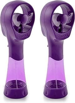 2 Pack Elite Battery Powered Handheld Water Misting Fans (Purple)