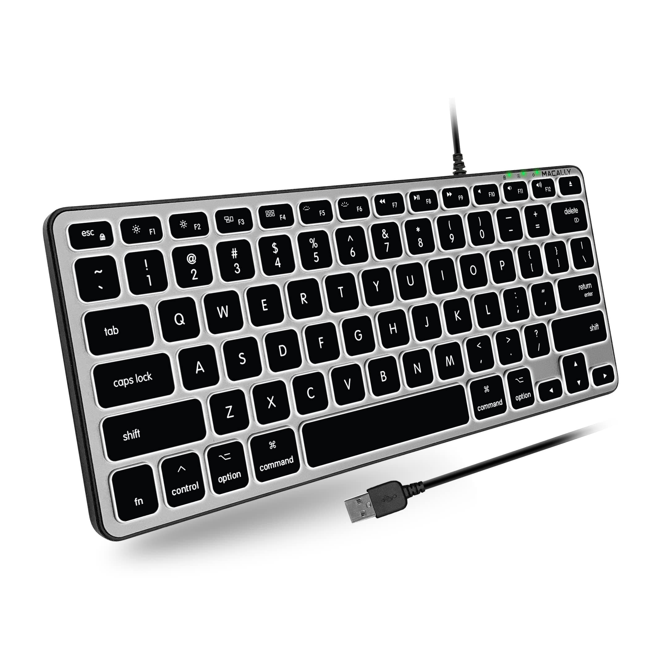 Macally Backlit Wired Keyboard for Mac | Compatible Apple Keyboard (Small and Compact) Comfortable All Day Typing USB Keyboard for MacBook Pro/Air, iMac, Mac Mini/Pro (Space Grey)