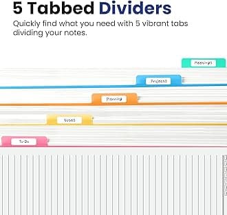 Large Spiral Lined Notebooks for Work with Removable Dividers & Tabs, 8.5"x11" Pretty Hardcover 5 Subject Notebook Journal for Women, College Ruled, Perfect for Study & Office Organization, 280 Pages,Distant Peaks