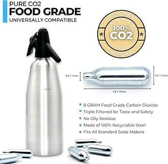 Impeccable Culinary Objects (ICO) Co2 Soda Chargers for Soda Siphons, 8g, Silver