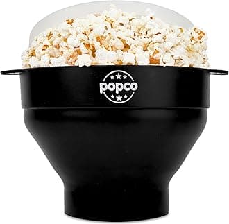 Silicone Popcorn Maker - Microwave Popcorn Popper with Handles - Collapsible Bowl, Heat-Resistant, Easy to Clean, Ideal for Family Movie Nights, 15-Cup Capacity - Black