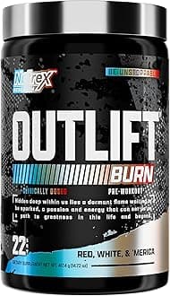 Nutrex Research Outlift Burn, (Red, White & Merica, 22 Servings) - Intense Fat Burning, Enhanced Workout Performance, Thermogenic Pre-workout, Fat Burning Electrolytes, Boost Energy, Sharpen Focus.