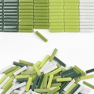 Youway Style Mosaic Tiles for Crafts Bulk,200g Mixed Colors Mosaic Glass Pieces,Strips Shapes Glass Tiles for DIY Crafts Art,Mosaic Supplies and Mosaic Projects (Multi-Green)