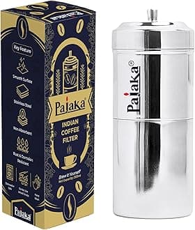 PAJAKA South Indian Filter Coffee Maker - 200 ML Capacity, Stainless Steel Madras Kaapi Kappi Drip Decoction Coffee Brewer, Medium Size for 2-4 Cups, Home & Kitchen