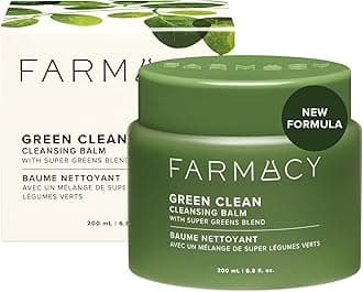 Farmacy Makeup Remover Cleansing Balm - Green Clean Waterproof Makeup Remover Balm + Oil Cleanser for Face - Gently Melts Make Up + SPF - Hydrates + Softens Skin with Super Greens + Papaya (200ml)