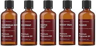 Mystic Moments | Desert Island Fragrant Oil Gift Starter Pack 5x100ml | 5 Tropical Fragrance Oils – Coconut, Coconut Lime, Pineapple, Mango & Passionfruit | Exotic Summer Home Ambience