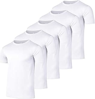 Real Essentials 5 Pack: Men’s Mesh Performance Quick Dry Tech Stretch Ultra-Soft Breathable Short Sleeve Crew Active T-Shirt