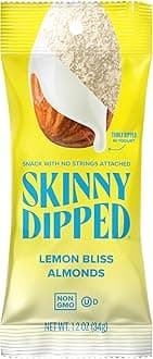 SkinnyDipped Lemon Bliss Almonds, Chocolate Covered Almonds, Low Sugar, Gluten Free, Healthy Snack, 1.2 Ounce Bags (Pack of 15)