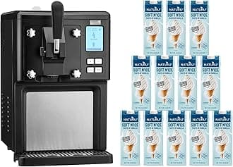 Cooks Professional Luxury Soft Serve Ice Cream Maker | 1.5L | Self-Cooling Compressor | Auto Cleaning | Digital Display | Perfect for Whippy Sundaes & Desserts | Includes 12 x 1L Dairy-Free Vegan Mix