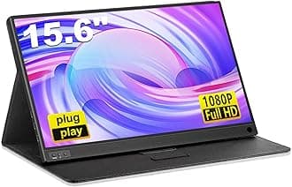 Ultrathin&Ultralight Portable Monitor 15.6 Inch Full HD 1080P USB C Monitor with Type-C/HDMI Portable Screen for Laptop Mac PC Phone Xbox PS4 Switch, Smart Case & Screen Protector Included