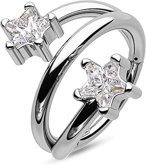 Star Helix Earrings 316L Surgical Steel Cartilage Earrings 16Gauge Helix Hoop Jewelry Double Helix Piercing Jewelry for Women