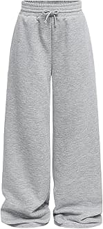 Girl's Straight Wide Leg Sweatpants Casual High Waisted Baggy Joggers Track Pants