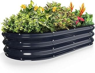 Kesfitt Raised Garden Bed Kit,Outdoor Galvanized Planter Raised Boxes with Safety Edging and Gloves,Large Metal Raised Garden Beds for Gardening Vegetables,Fruits,Flower(4x2x1FT)