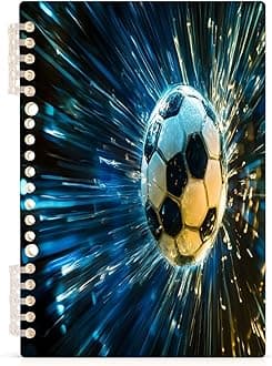 CEBUGI Football Notebook 1 Pack Detachable Spiral Notebook A5 College Ruled Paper with 60 Sheets Binding Note Book for Office School Journal 8.3 x 5.7in