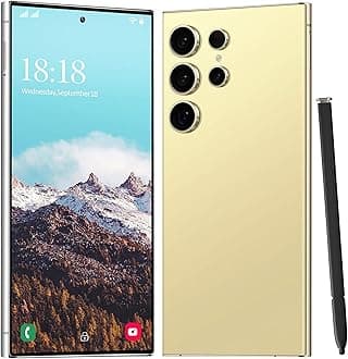 I24 Ultra 5G Unlocked Smartphone,Android 13.0 6GB+256GB Fully Unlocked Cell Phone Built in Pen The Phone,Battery 6800mAh 6.8" HD Screen,48MP+108MP Camera/Dual SIM/Fingerprint Lock/Face (Golden)