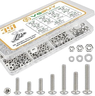 VGBUY 351Pcs Machine Screws Nuts and Bolts Assortment Kit, # 6-32# 8-32# 10-2...