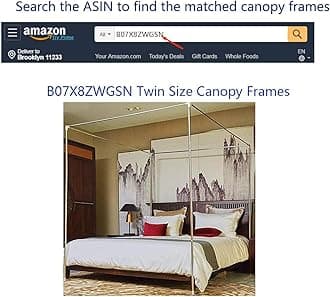 Mengersi 4 Corner Post Bed Canopy Bed Curtains Mosquito Net Bedroom Decoration Accessories (Twin, Black)