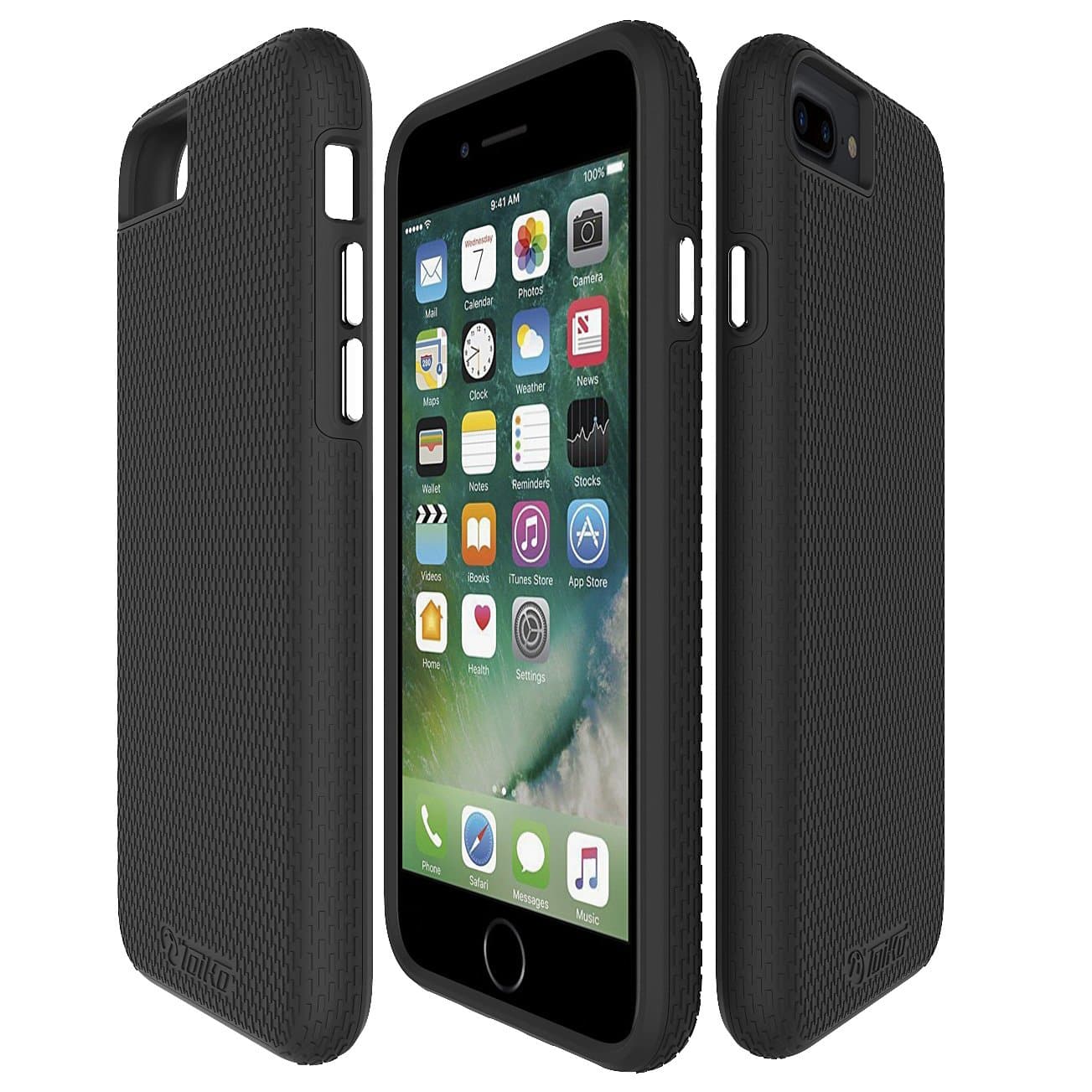 Toiko [X-Guard] iPhone6 Plus iPhone7 Plus Case iPhone 8 Plus Case Black Full Coverage Premium Two Layers Protection Resilient Shock Absorption