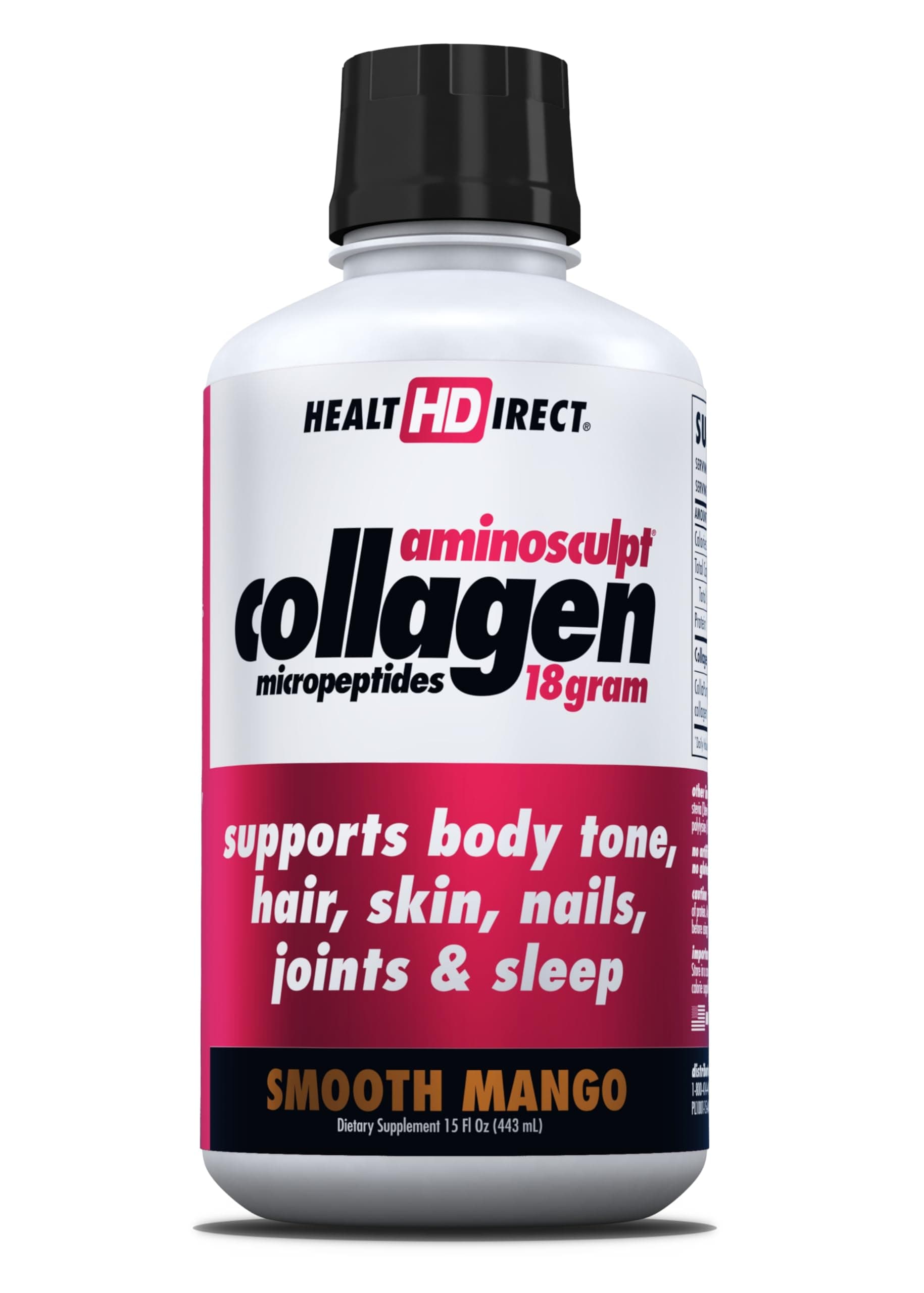 AminoSculpt Sugar-Free Collagen Supplement - High Potency Medical-Grade Protein for Hair, Skin, Nails & Joints, Grass-Fed, Non-GMO, Liquid Collagen - Smooth Mango - 15 Fl Oz