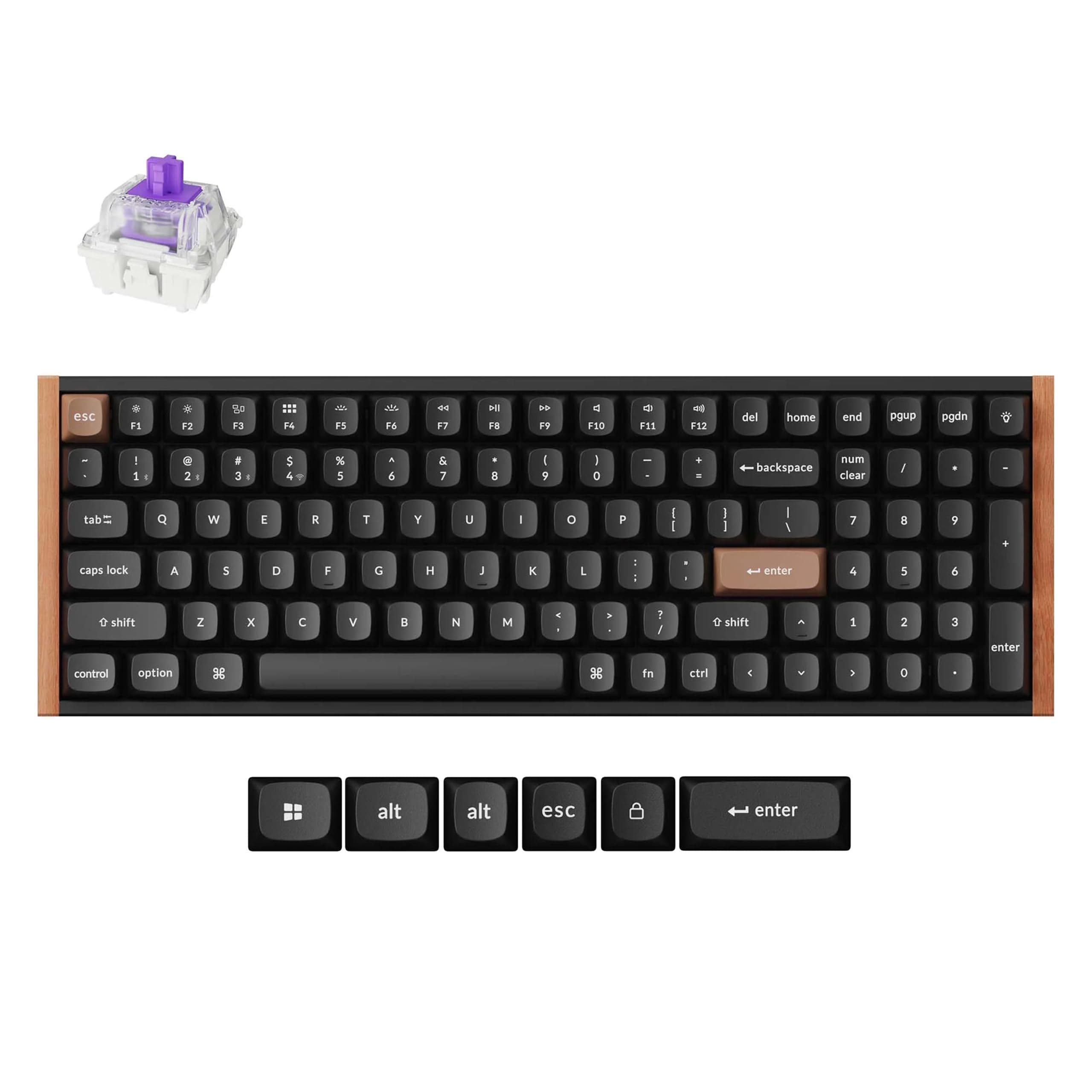 K4 HE – 96% Compact Hall Effect Wireless Mechanical Keyboard with Number Pad, Magnetic Switch, Rapid Trigger, Custom RGB, QMK/VIA, 2.4GHz/BT5.2/Wired, for Mac/Windows/Linux, Wood Frame, Black