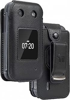 Case for Nokia 2760/2780 Flip Phone, Nakedcellphone [Black Vegan Leather] Form-Fit Cover with [Built-in Screen Protection] and [Metal Belt Clip] for Tracfone N139DL, TA-1398, TA-1451, TA-1420
