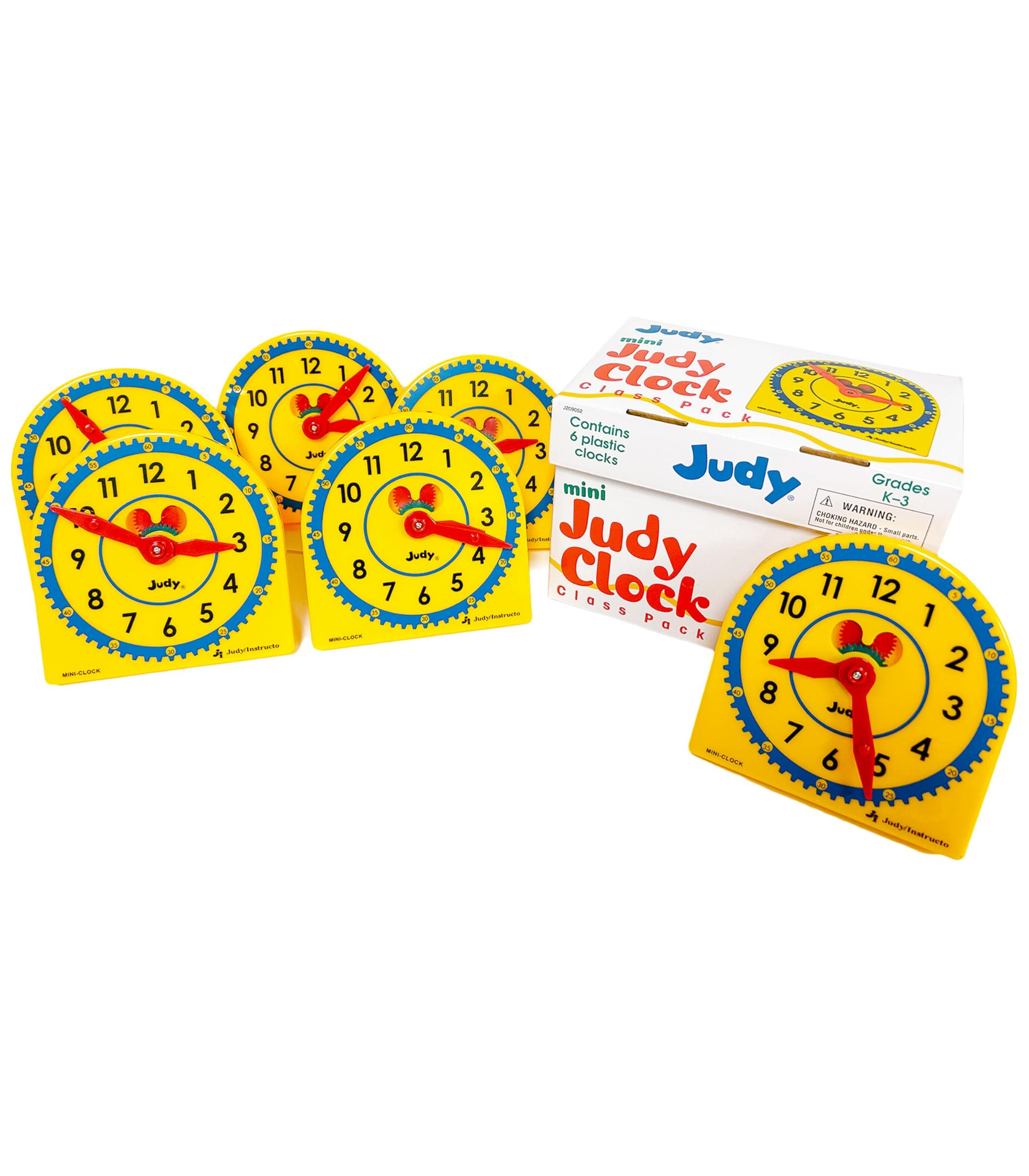 Carson Dellosa 6pc Mini Judy Clock Telling Time Clock Set